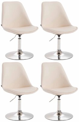 4-delige set eetkamerstoelen Miverack C kunstleer, Creme