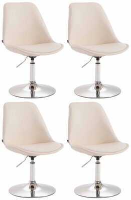 4-delige set eetkamerstoelen Miverack C kunstleer, Creme