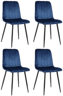 4-delige set stoelen Dojin fluweel, Blauw