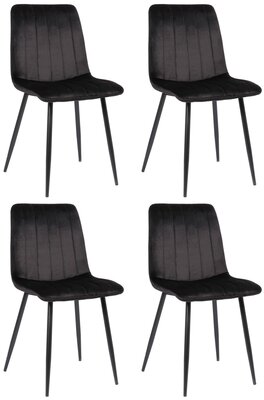 4-delige set stoelen Dojin fluweel, Zwart