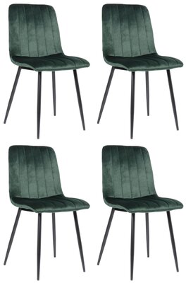 4-delige set stoelen Dojin fluweel, Groen