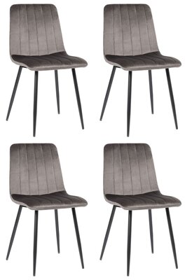 4-delige set stoelen Dojin fluweel, Grijs