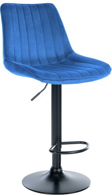 Barstoel Tino Fluweel zwart, Blauw