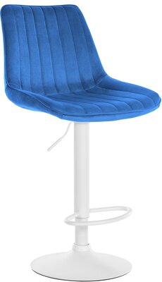 Barstoel Tino Fluweel wit, Blauw