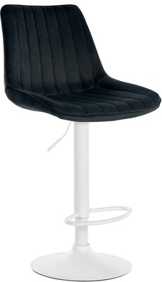 Barstoel Tino Fluweel wit, Zwart