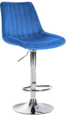 Barstoel Tino Fluweel chroom, Blauw