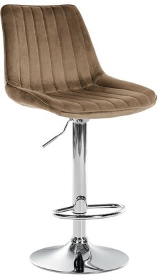 Barstoel Tino Fluweel chroom, Bruin