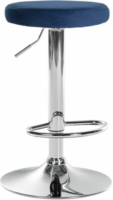 Barstoel Pento Fluweel chroom, Blauw