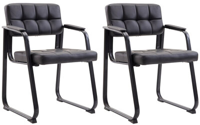 2-delige set bezoekersstoelen Cinidi B kunstleer, Zwart
