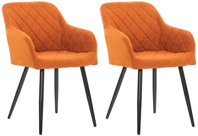 2-delige set eetkamerstoel Shali stof, Oranje