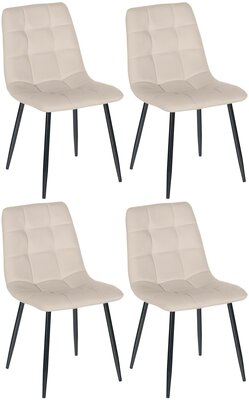 4-delige set eetkamerstoelen Entibas, Creme