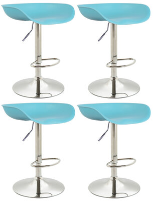 4-delige set barstoelen Inehaam kunststof chroom, Blauw