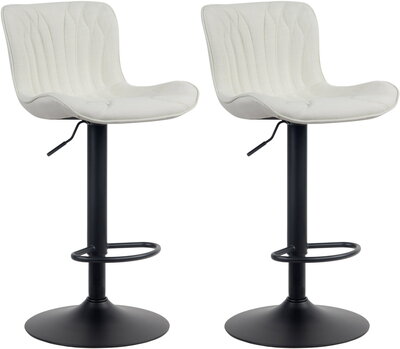 2-delige set barkrukken Lunis Stof, Creme