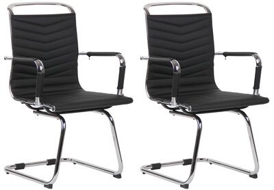 2-delige set stoelen Bernluy kunstleer, Zwart
