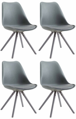 4-delige set stoelen Teulouso kunstleer Rond grijs, Grijs