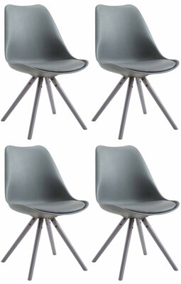 4-delige set stoelen Teulouso kunstleer Rond grijs, Grijs