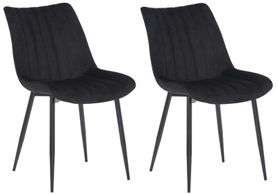 2-delige set stoelen Rehdan fluweel, Zwart