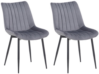 2-delige set stoelen Rehdan fluweel, Grijs
