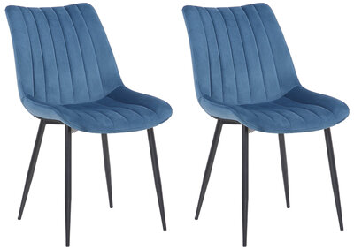 2-delige set stoelen Rehdan fluweel, Blauw
