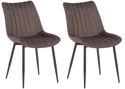 2-delige set stoelen Rehdan fluweel, Bruin