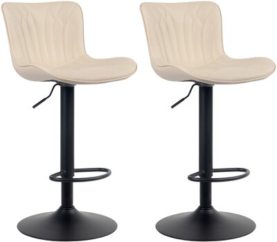 2-delige set barkrukken Lunis kunstleer, Creme