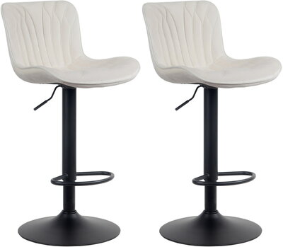 2-delige set barkruk Lunis fluweel, Creme