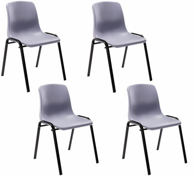 4-delige set stapelbare stoelen Nawro van kunststof, Grijs