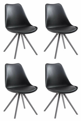 4-delige set stoelen Teulouso kunstleer Rond grijs, Zwart