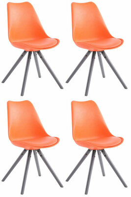 4-delige set stoelen Teulouso kunstleer Rond grijs, Oranje