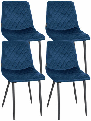 4-delige set stoelen Tildi fluweel, Blauw