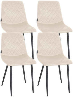 4-delige set stoelen Tildi fluweel, Creme