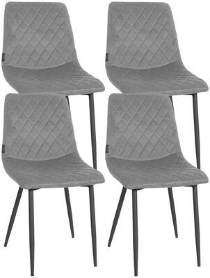 4-delige set stoelen Tildi Fluweel, Grijs
