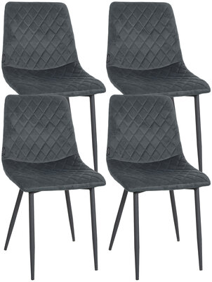 4-delige set stoelen Tildi fluweel, Grijs