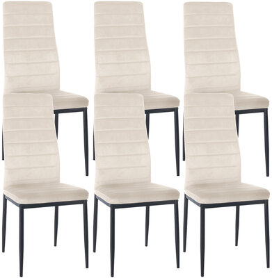 6-delige set eetkamerstoelen Miyfaar Fluweel, Creme