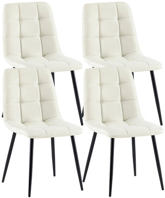 4-delige set eetkamerstoelen Entibas Stof, Creme