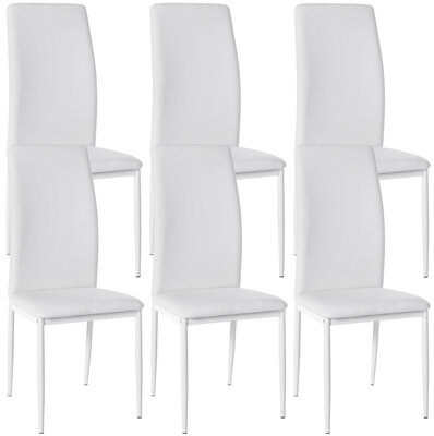 6-delige set eetkamerstoelen Sovina kunstleer, Wit