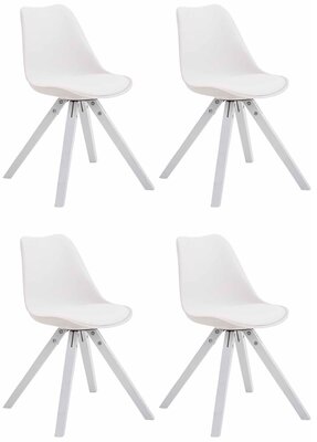 4-delige set stoelen Teulouso kunstleer wit Square, Wit