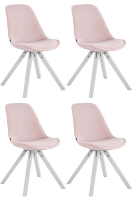 4-delige set stoelen Teulouso Velvet Square wit,