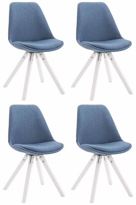 4-delige set bezoekersstoel Teulouso stof Square wit, Blauw