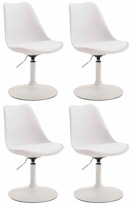 4-delige set eetkamerstoelen Miverack W kunststof, Wit