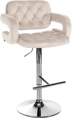 Barstoel Diblun Fluweel chroom, Creme