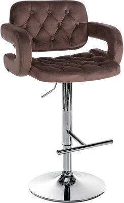 Barstoel Diblun Fluweel chroom, Bruin