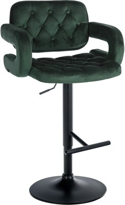 Barstoel Diblun Fluweel zwart, Groen