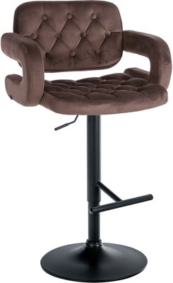 Barstoel Diblun Fluweel zwart, Bruin