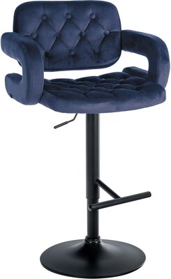 Barstoel Diblun Fluweel zwart, Blauw
