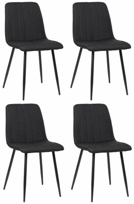 4-delige set stoelen Dojin stof, Zwart