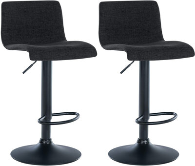 2-delige set barstoelen Bronfard stof, Zwart