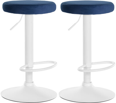 2-delige set barstoelen Pento fluweel wit, Blauw