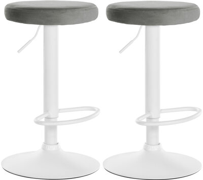 2-delige set barkrukken Pento fluweel wit, Grijs