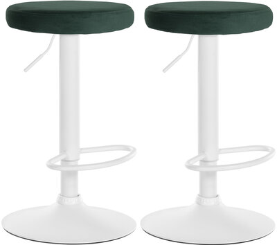 2-delige set barkrukken Pento fluweel wit, Groen